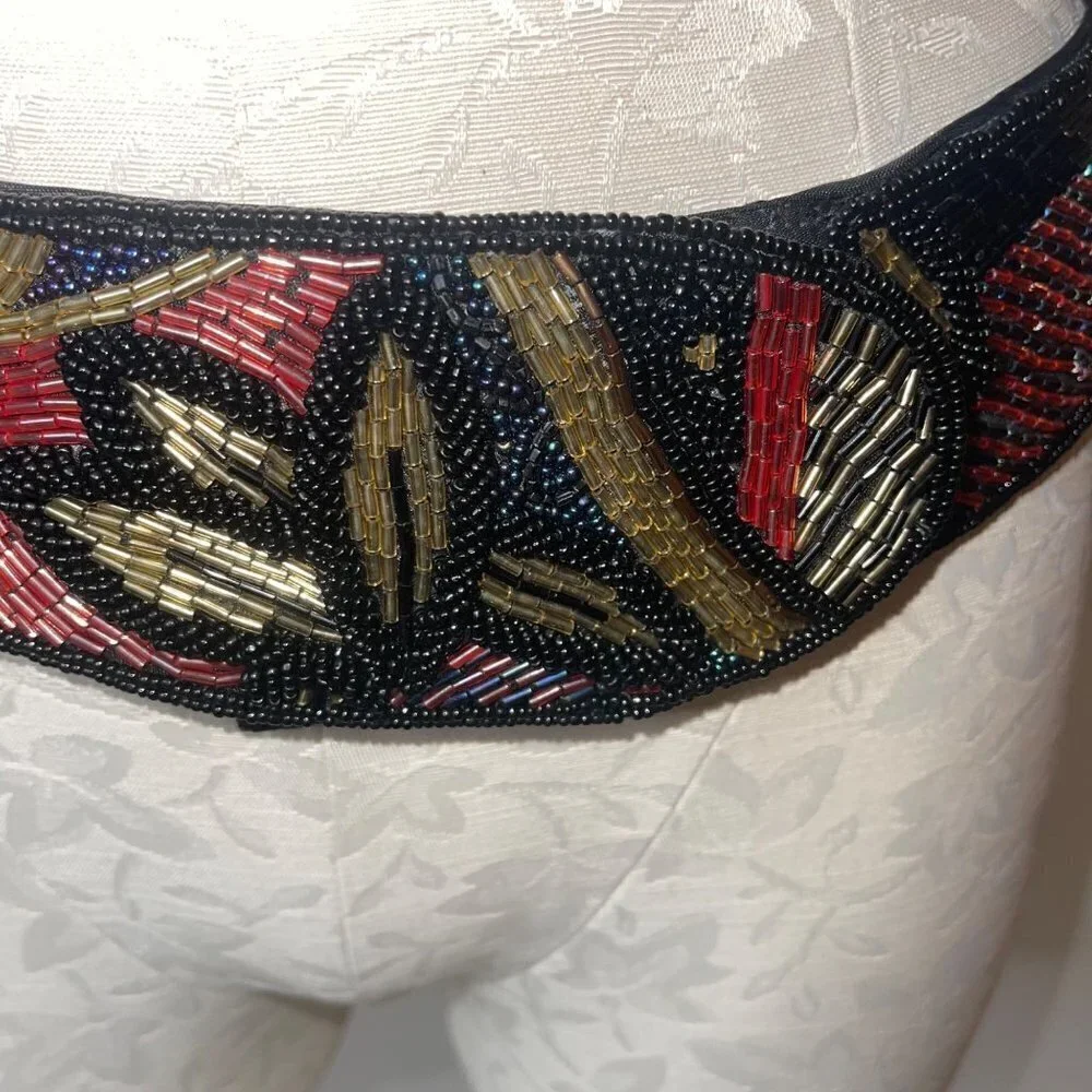 Jeromes Vintage Womens Belt Size Large Multicolor Beaded Hip Velcro China